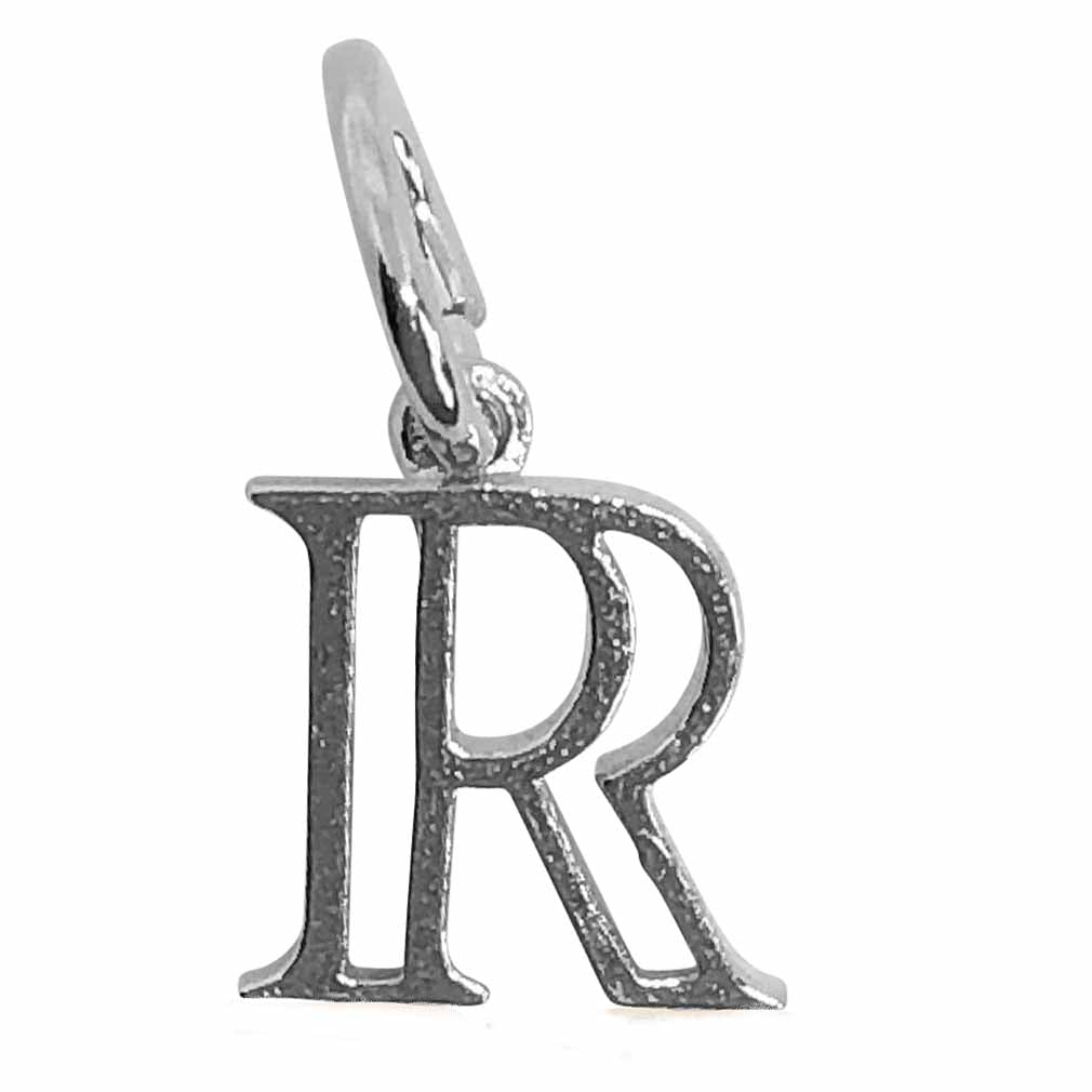 Silver Hollow Letter R Charm