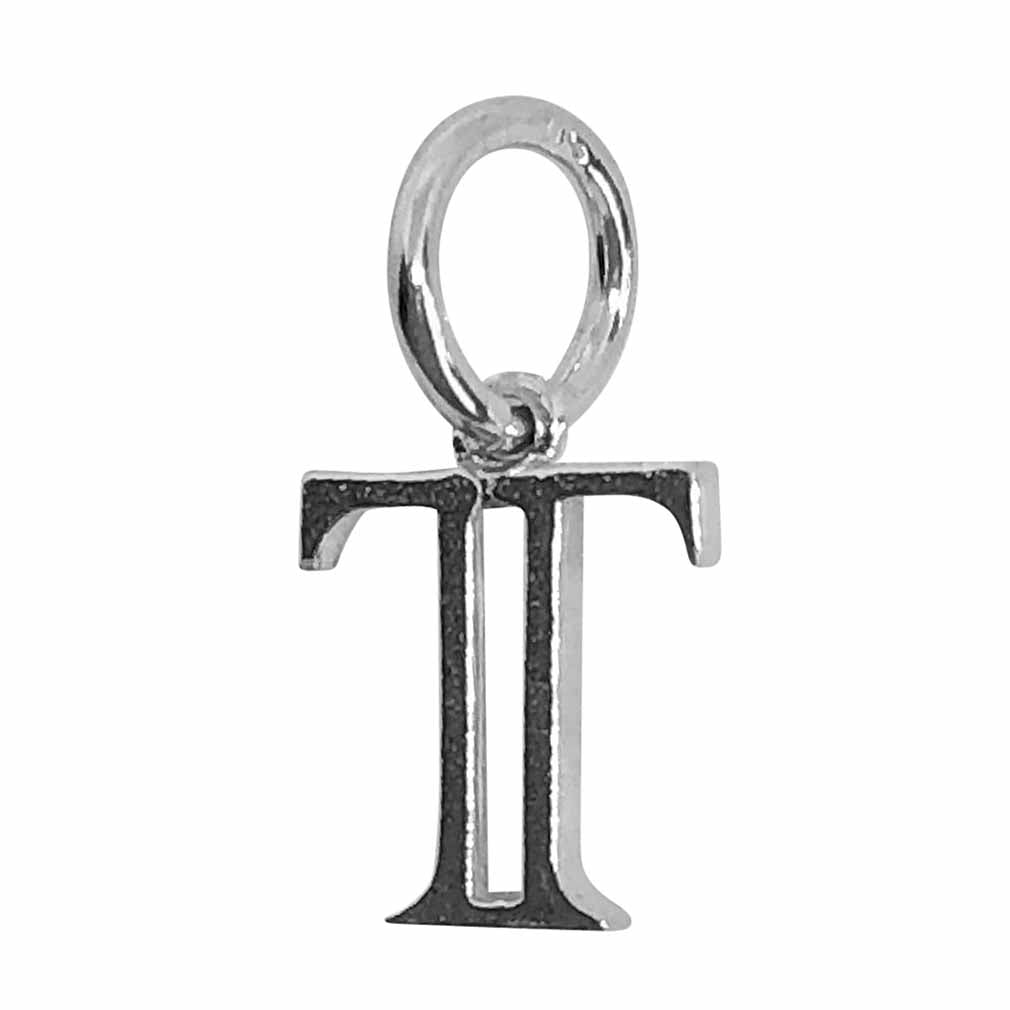 Silver Hollow Letter T Charm