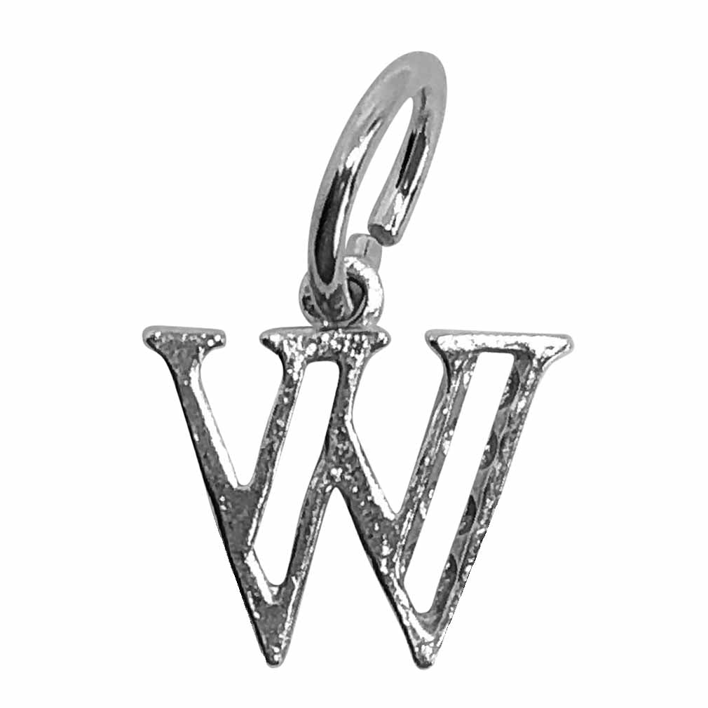 Silver Hollow Letter W Charm