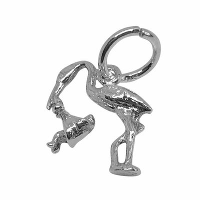 Baby stork small silver charms